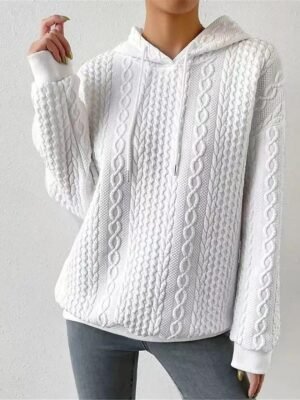 Casual Regular Pure Colour Hooded Long Sleeve Sweater - Image 4