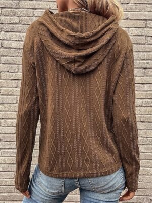 Casual Regular Pure Colour Hooded Long Sleeve Knit Jumper - Image 5