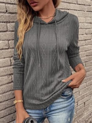 Casual Regular Pure Colour Hooded Long Sleeve Knit Jumper - Image 6