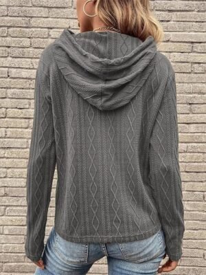 Casual Regular Pure Colour Hooded Long Sleeve Knit Jumper - Image 8