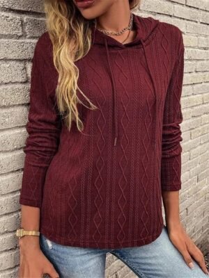 Casual Regular Pure Colour Hooded Long Sleeve Knit Jumper - Image 9