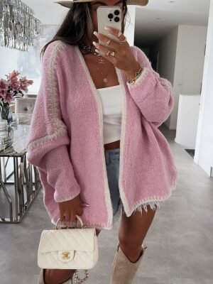 Casual Regular Pure Colour Open Front Long Sleeve Cardigan - Image 1