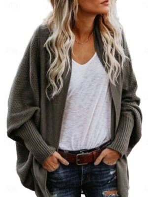 Casual Regular Pure Colour Open Front Long Sleeve Cardigan - Image 1