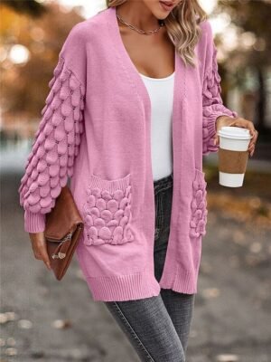 Casual Regular Pure Colour Open Front Long Sleeve Cardigan - Image 1