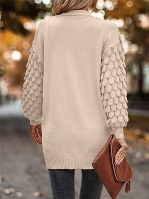 Casual Regular Pure Colour Open Front Long Sleeve Cardigan - Image 10