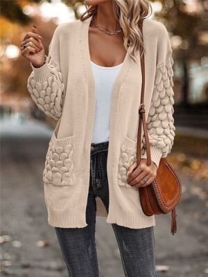 Casual Regular Pure Colour Open Front Long Sleeve Cardigan - Image 11