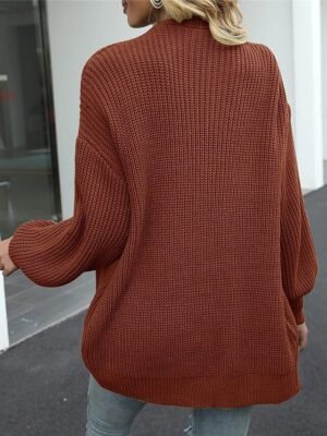 Casual Regular Pure Colour Open Front Long Sleeve Cardigan - Image 11