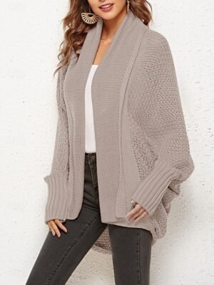 Casual Regular Pure Colour Open Front Long Sleeve Cardigan - Image 2