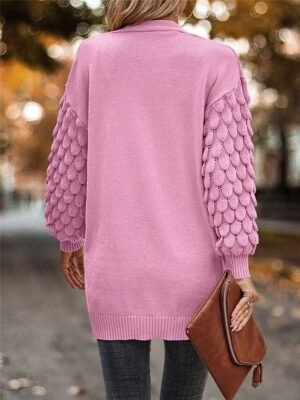 Casual Regular Pure Colour Open Front Long Sleeve Cardigan - Image 2