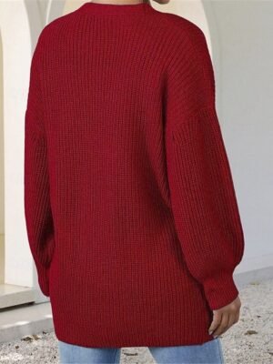 Casual Regular Pure Colour Open Front Long Sleeve Cardigan - Image 2