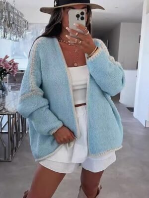 Casual Regular Pure Colour Open Front Long Sleeve Cardigan - Image 2