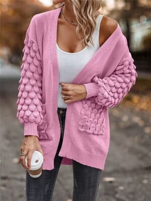 Casual Regular Pure Colour Open Front Long Sleeve Cardigan - Image 4