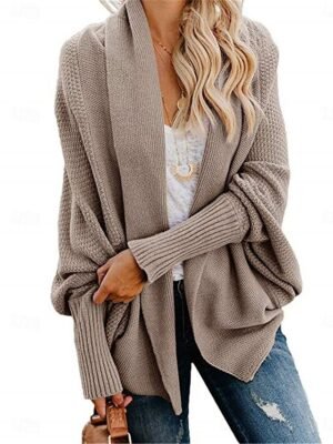 Casual Regular Pure Colour Open Front Long Sleeve Cardigan - Image 5