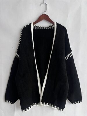 Casual Regular Pure Colour Open Front Long Sleeve Cardigan - Image 5