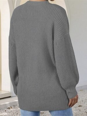 Casual Regular Pure Colour Open Front Long Sleeve Cardigan - Image 6