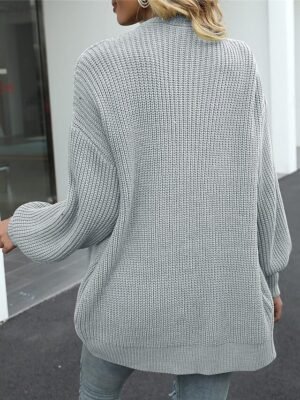 Casual Regular Pure Colour Open Front Long Sleeve Cardigan - Image 7
