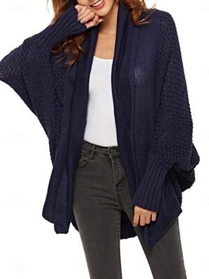 Casual Regular Pure Colour Open Front Long Sleeve Cardigan - Image 8