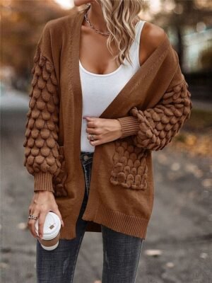 Casual Regular Pure Colour Open Front Long Sleeve Cardigan - Image 8