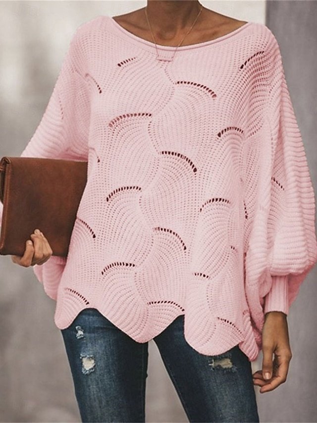 Casual Regular Pure Colour Ribbed Crew Neck Long Sleeve Knit Jumper - Image 1