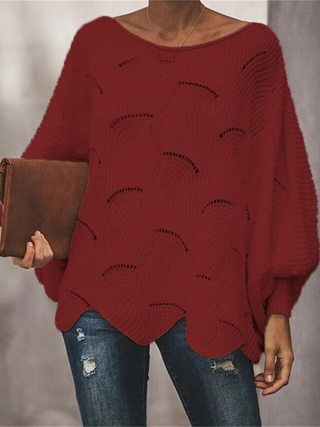 Casual Regular Pure Colour Ribbed Crew Neck Long Sleeve Knit Jumper - Image 2