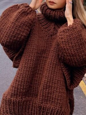 Casual Regular Pure Colour Ribbed Turtleneck Long Sleeve Sweater - Image 10