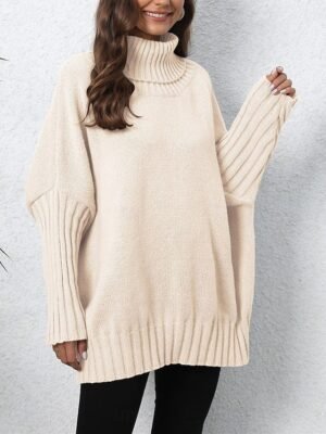 Casual Regular Pure Colour Ribbed Turtleneck Long Sleeve Sweater - Image 11