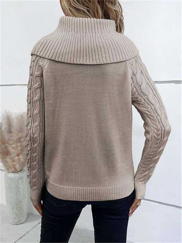 Casual Regular Pure Colour Ribbed Turtleneck Long Sleeve Jumper - Image 2