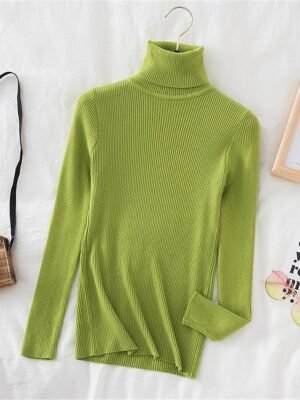 Casual Regular Pure Colour Ribbed Turtleneck Long Sleeve Jumper - Image 3