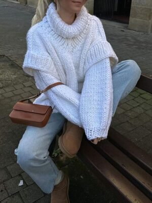 Casual Regular Pure Colour Ribbed Turtleneck Long Sleeve Sweater - Image 5