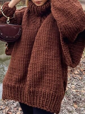 Casual Regular Pure Colour Ribbed Turtleneck Long Sleeve Sweater - Image 9