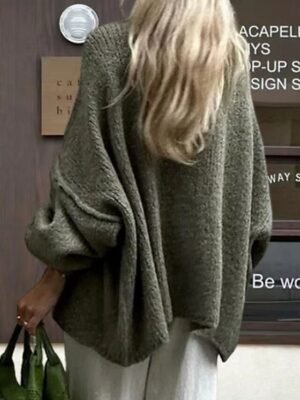 Casual Regular Pure Colour Ribbed Turtleneck Long Sleeve Knitted Cardigan - Image 9