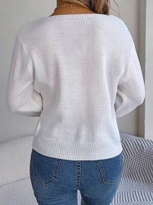 Casual Regular Pure Colour Square Neck Long Sleeve Regular Sweater - Image 2