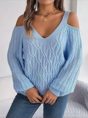 Casual Regular Pure Colour Strap Cold Shoulder Long Sleeve Top - Image 7