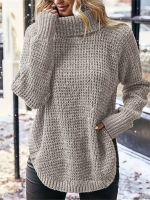 Casual Regular Pure Colour Turtleneck Long Sleeve Sweater - Image 1
