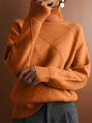 Casual Regular Pure Colour Turtleneck Long Sleeve Knit Top - Image 1