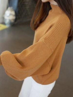 Casual Regular Pure Colour Turtleneck Long Sleeve Regular Knit Top - Image 2