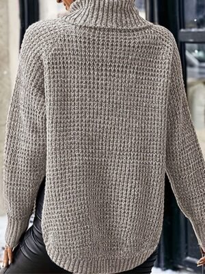 Casual Regular Pure Colour Turtleneck Long Sleeve Sweater - Image 2