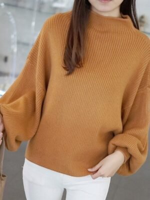 Casual Regular Pure Colour Turtleneck Long Sleeve Regular Knit Top - Image 3