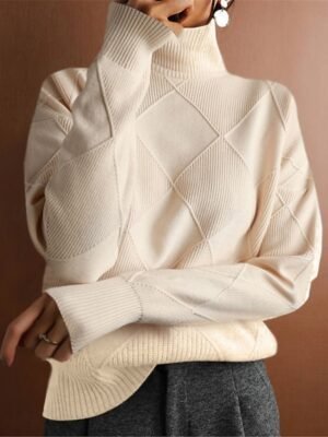 Casual Regular Pure Colour Turtleneck Long Sleeve Knit Top - Image 3