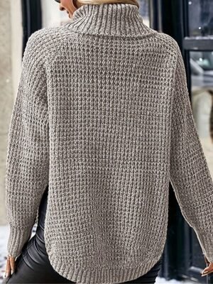 Casual Regular Pure Colour Turtleneck Long Sleeve Sweater - Image 4