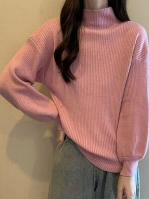 Casual Regular Pure Colour Turtleneck Long Sleeve Regular Knit Top - Image 4