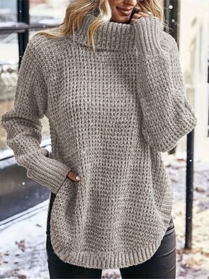 Casual Regular Pure Colour Turtleneck Long Sleeve Sweater - Image 5