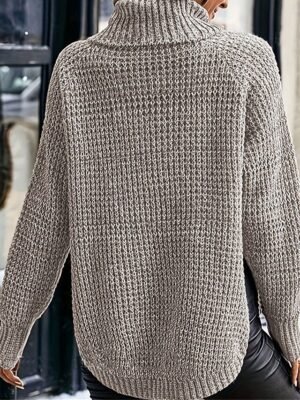 Casual Regular Pure Colour Turtleneck Long Sleeve Sweater - Image 6