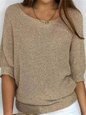 Casual Regular Pure Colour V Neck Long Sleeve Knitted Pullover - Image 1