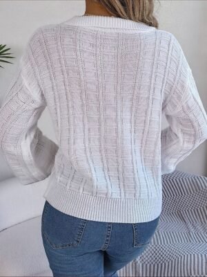 Casual Regular Pure Colour V Neck Long Sleeve Sweater - Image 11