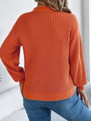Casual Regular Pure Colour V Neck Long Sleeve Knit Top - Image 14