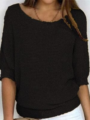 Casual Regular Pure Colour V Neck Long Sleeve Knitted Pullover - Image 2