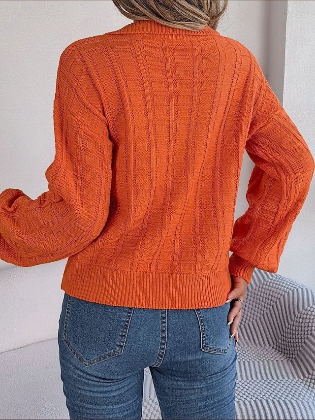 Casual Regular Pure Colour V Neck Long Sleeve Sweater - Image 2