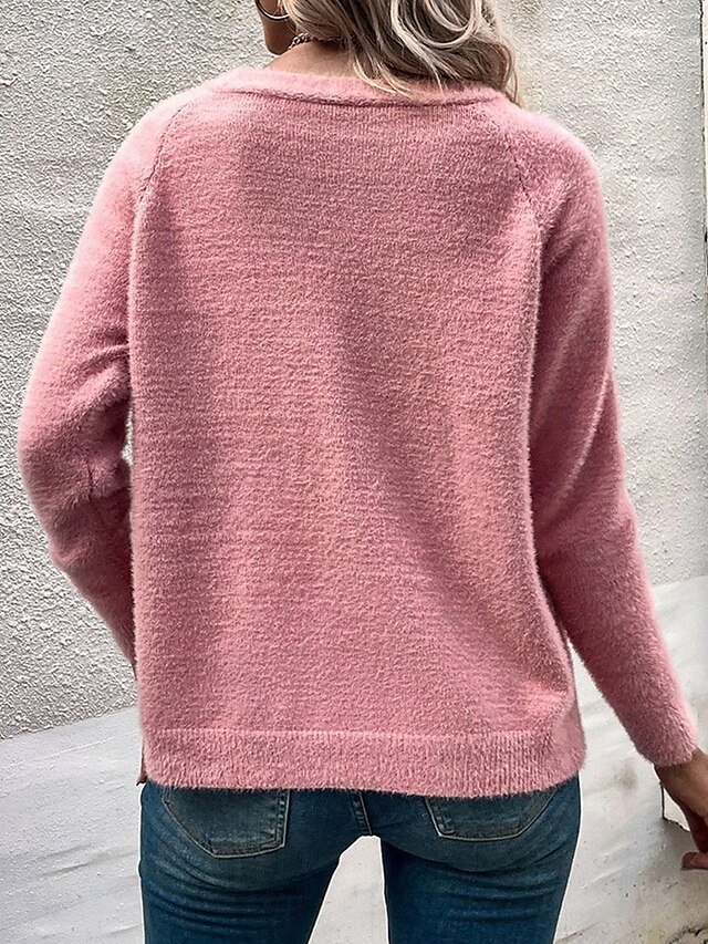 Casual Regular Pure Colour V Neck Long Sleeve Cardigan - Image 2