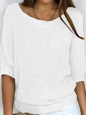 Casual Regular Pure Colour V Neck Long Sleeve Knitted Pullover - Image 3
